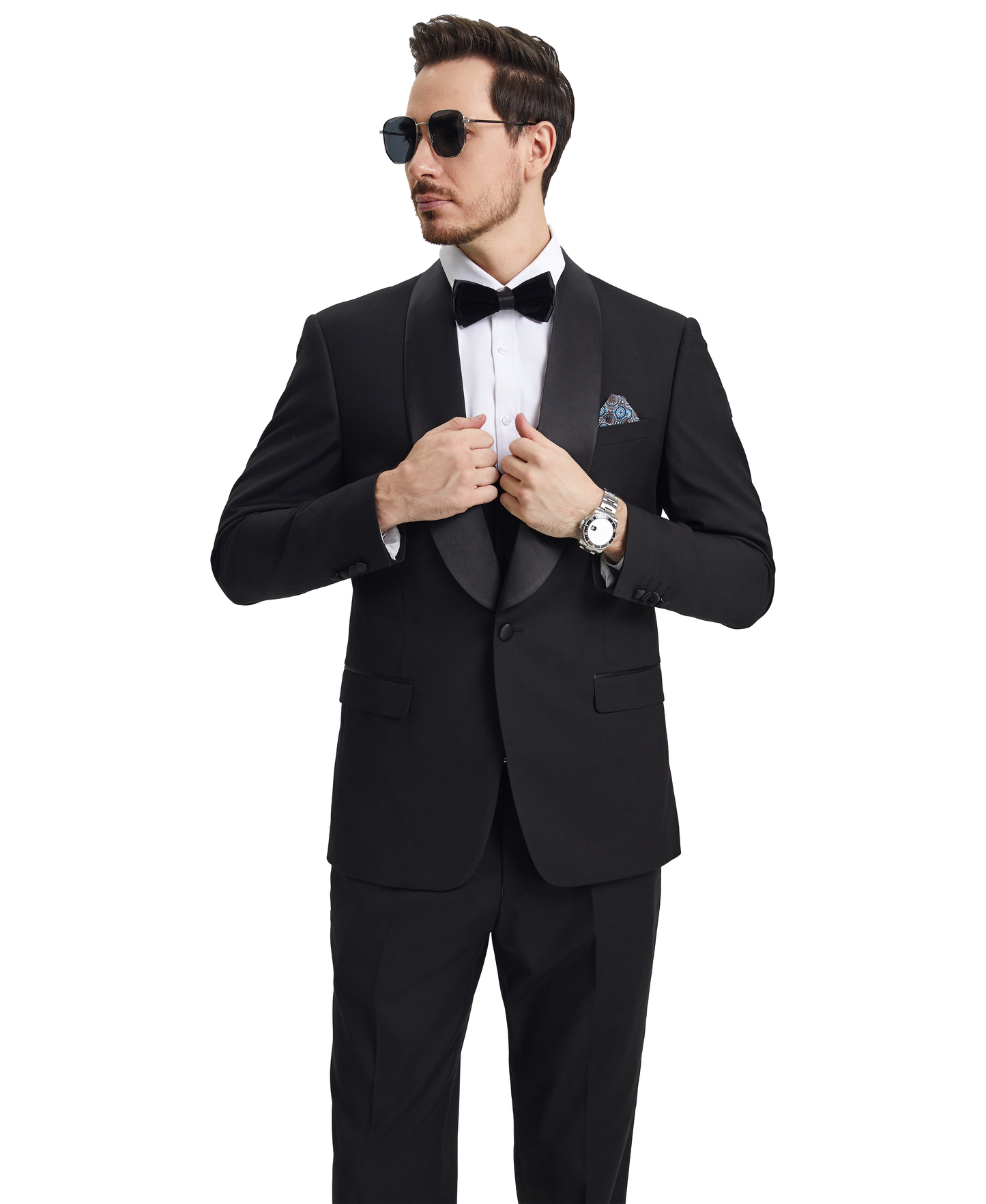 Stacy Adams Men's Hybrid-Fit 3pc Tuxedo Set, Black