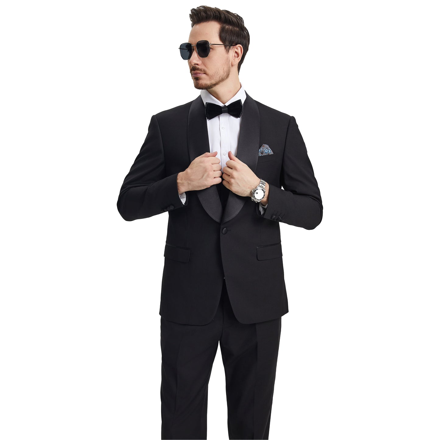 Stacy Adams Men's Hybrid-Fit 3pc Tuxedo Set, Black