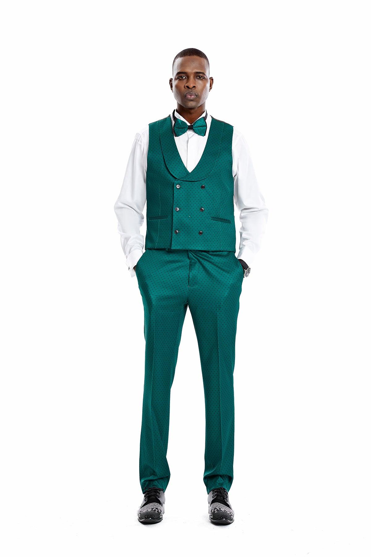 Tazzio Skinny Polka-Dot Suit, Dark Turquoise - Julinie