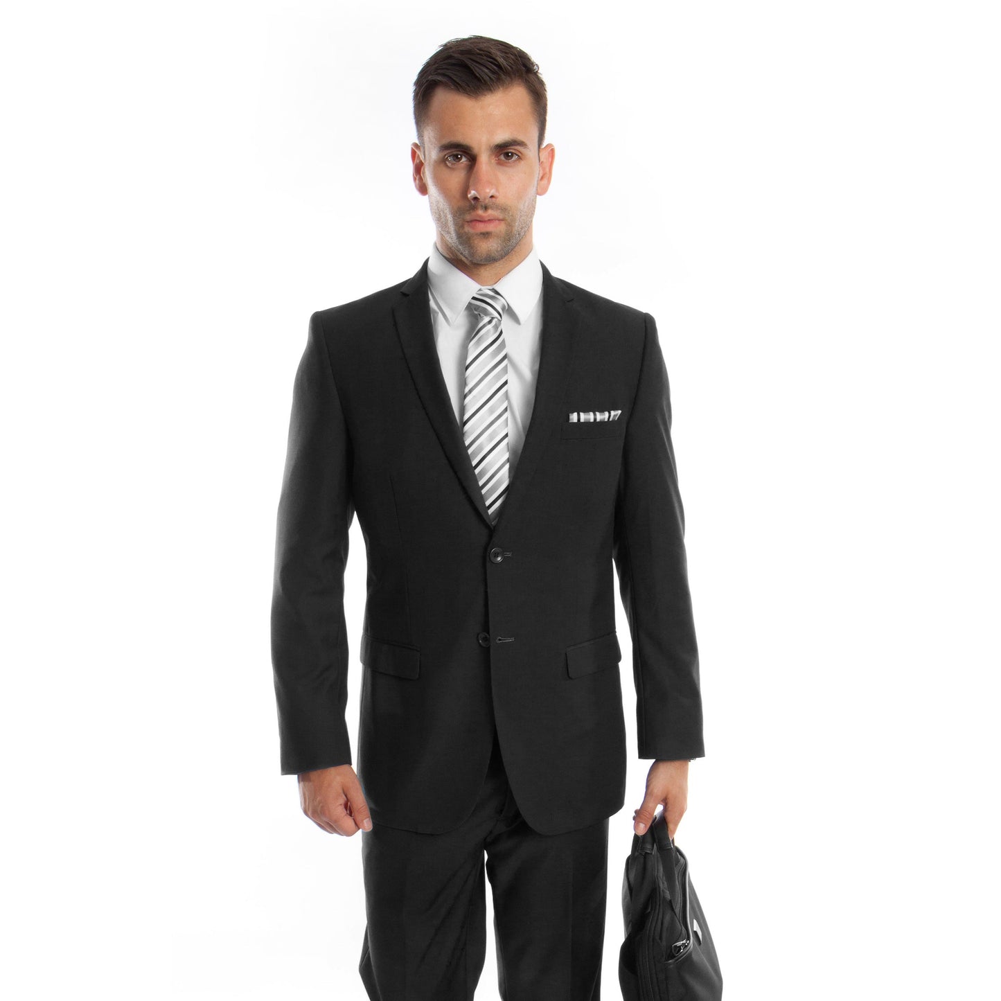 Tazzio Slim-Fit Notch Lapel Solid 2pc Suit Set, Black