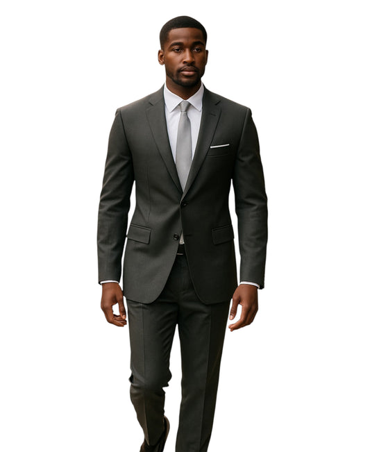 Tazzio Slim-Fit Notch Lapel Solid 2pc Suit Set, Grey