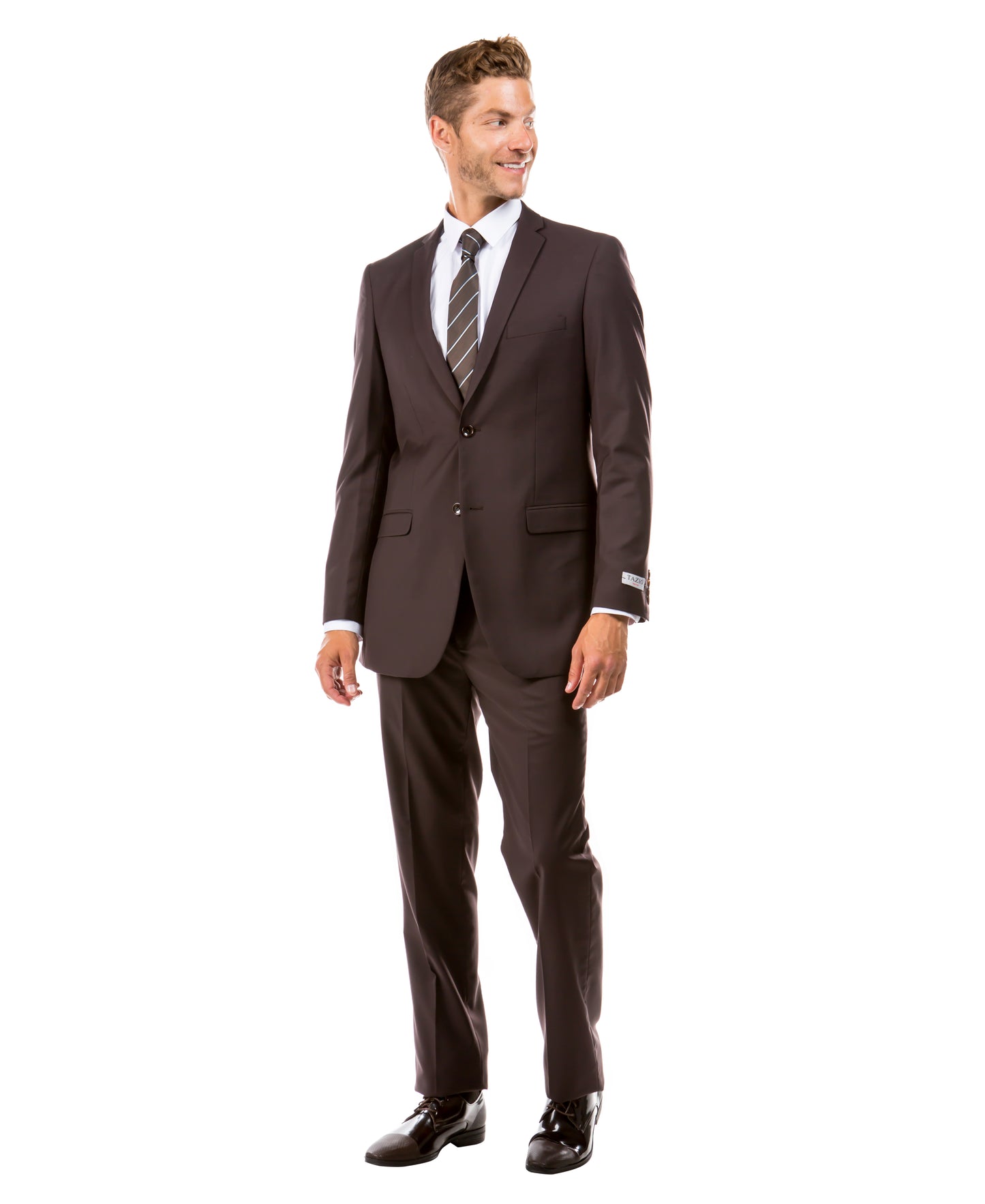 Tazzio Slim-Fit Notch Lapel Solid 2pc Suit Set, Brown