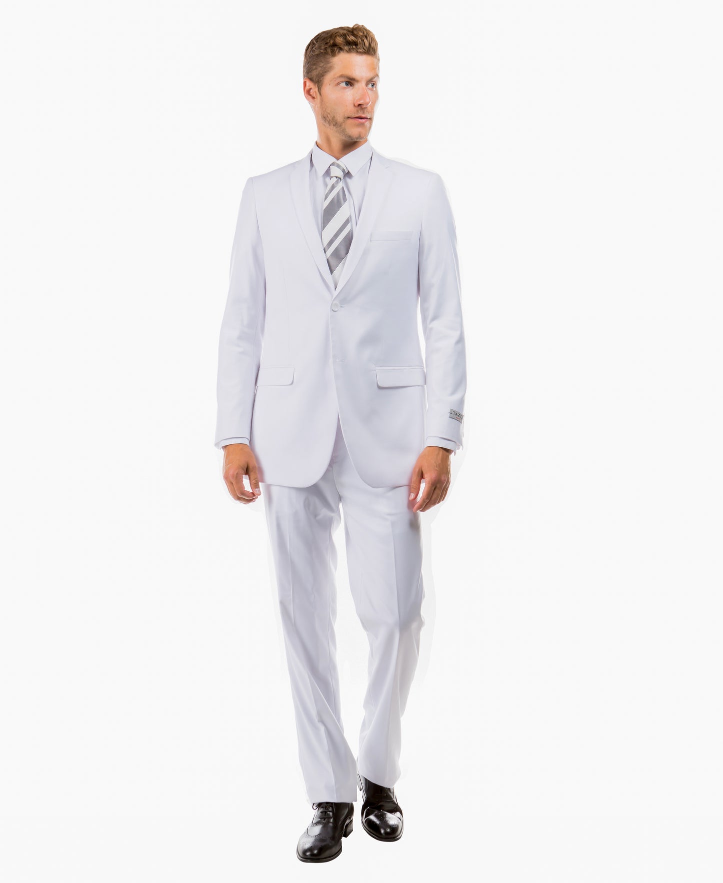 Tazzio Slim-Fit Notch Lapel Solid 2pc Suit Set, White