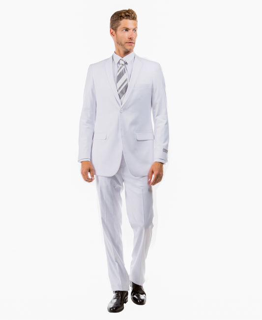 Tazzio Slim-Fit Notch Lapel Solid 2pc Suit Set, White