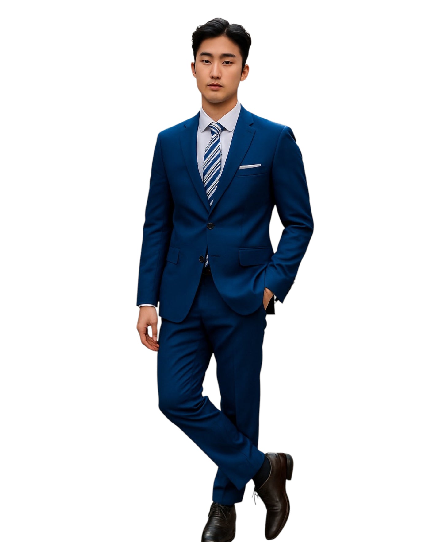 Tazzio Slim-Fit Notch Lapel Solid 2pc Suit Set, Royal Blue