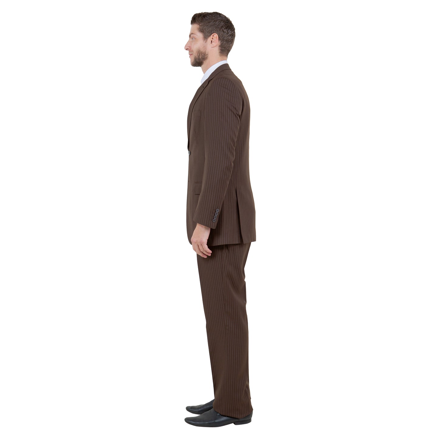 Tazzio Modern-Fit Notch Lapel Pinstriped 3pc Suit Set, Brown