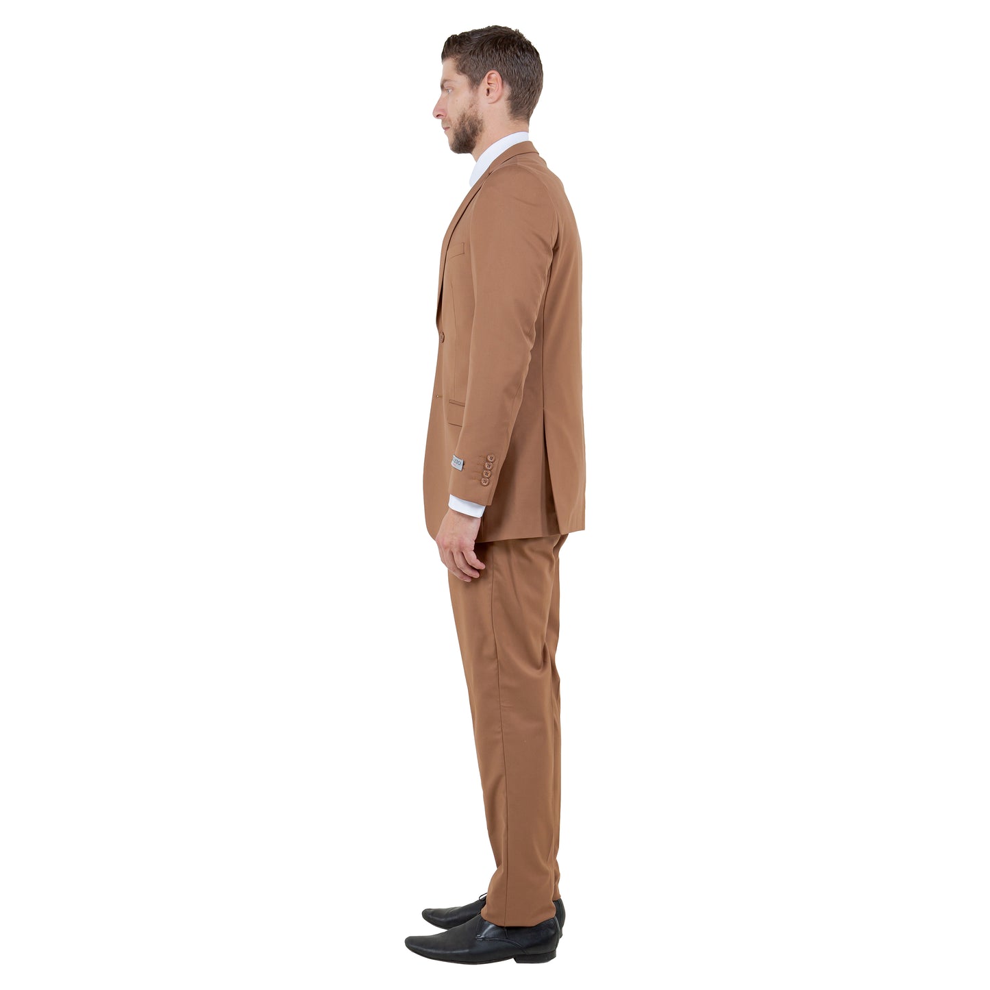 Tazzio Men's Slim-Fit 3pc Suit Set w/ Notch Lapel, Caramel
