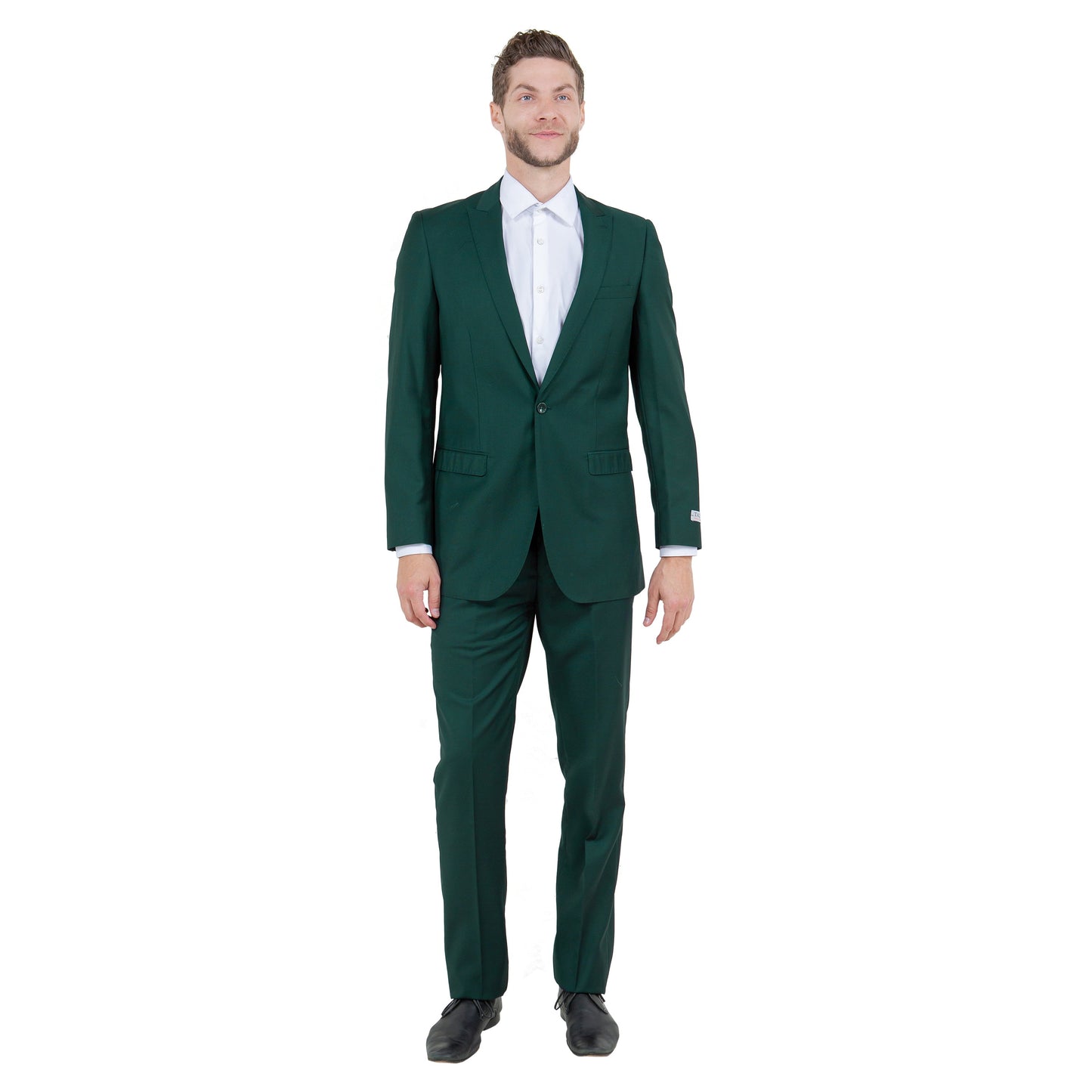 Tazzio Peak Lapel 2pc Solid Suit Set, Green