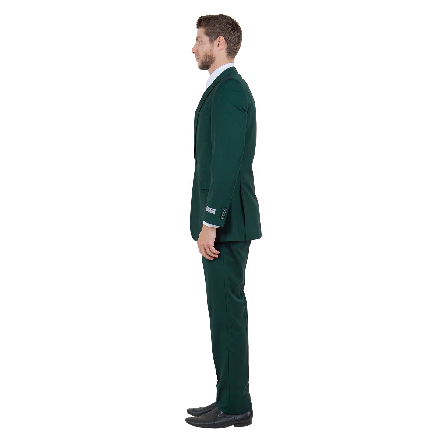 Tazzio Peak Lapel 2pc Solid Suit Set, Green