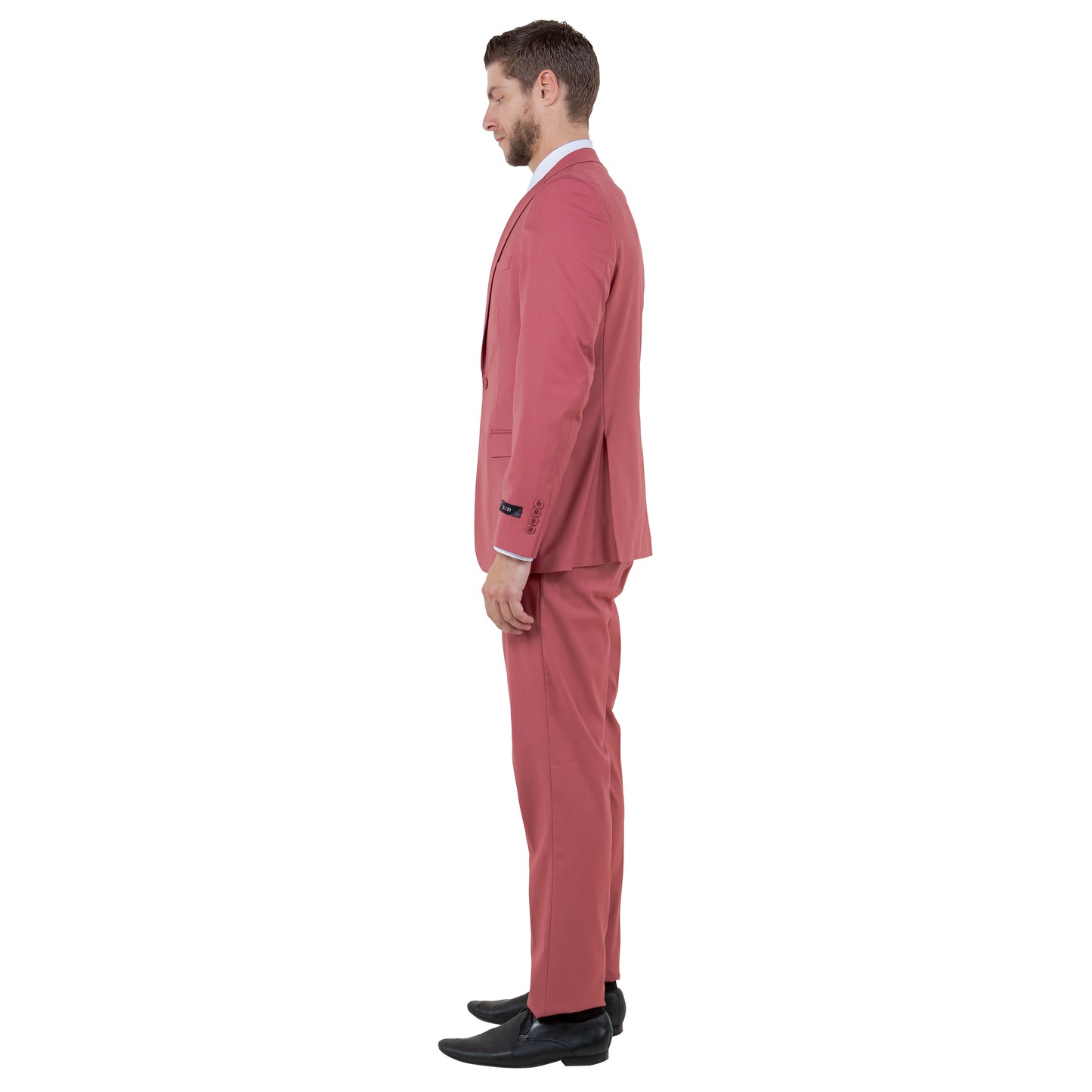 Tazzio Men's Ultra Slim-Fit 3pc Suit w/ Expandable Waistband, Coral