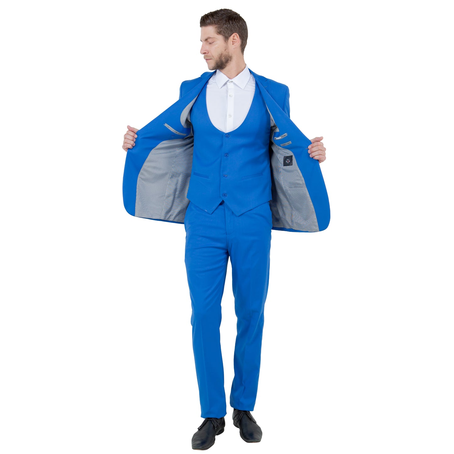 Tazzio Men's Ultra Slim-Fit 3pc Suit w/ Expandable Waistband, Blue