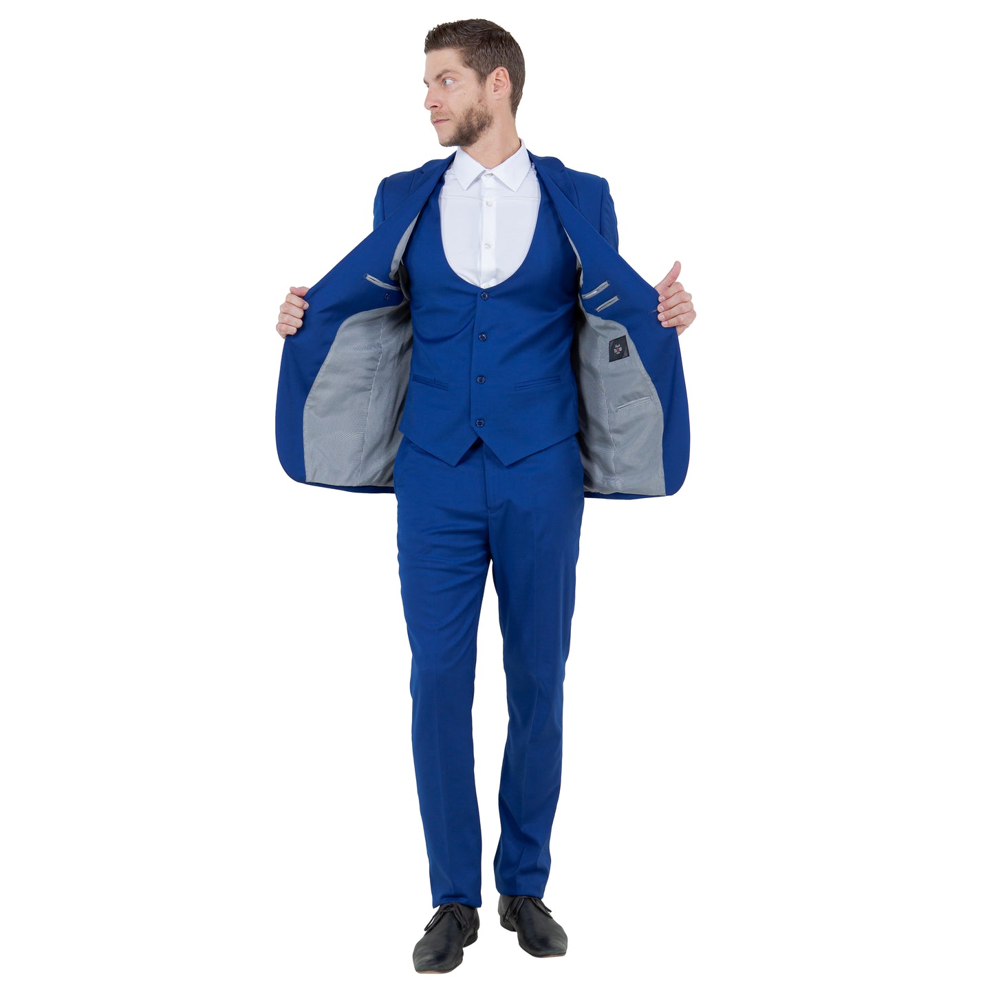 Tazzio Men's Ultra Slim-Fit 3pc Suit w/ Expandable Waistband, Indigo