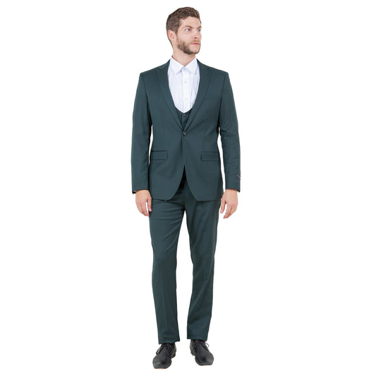Tazzio Men's Ultra Slim-Fit 3pc Suit w/ Expandable Waistband, Green
