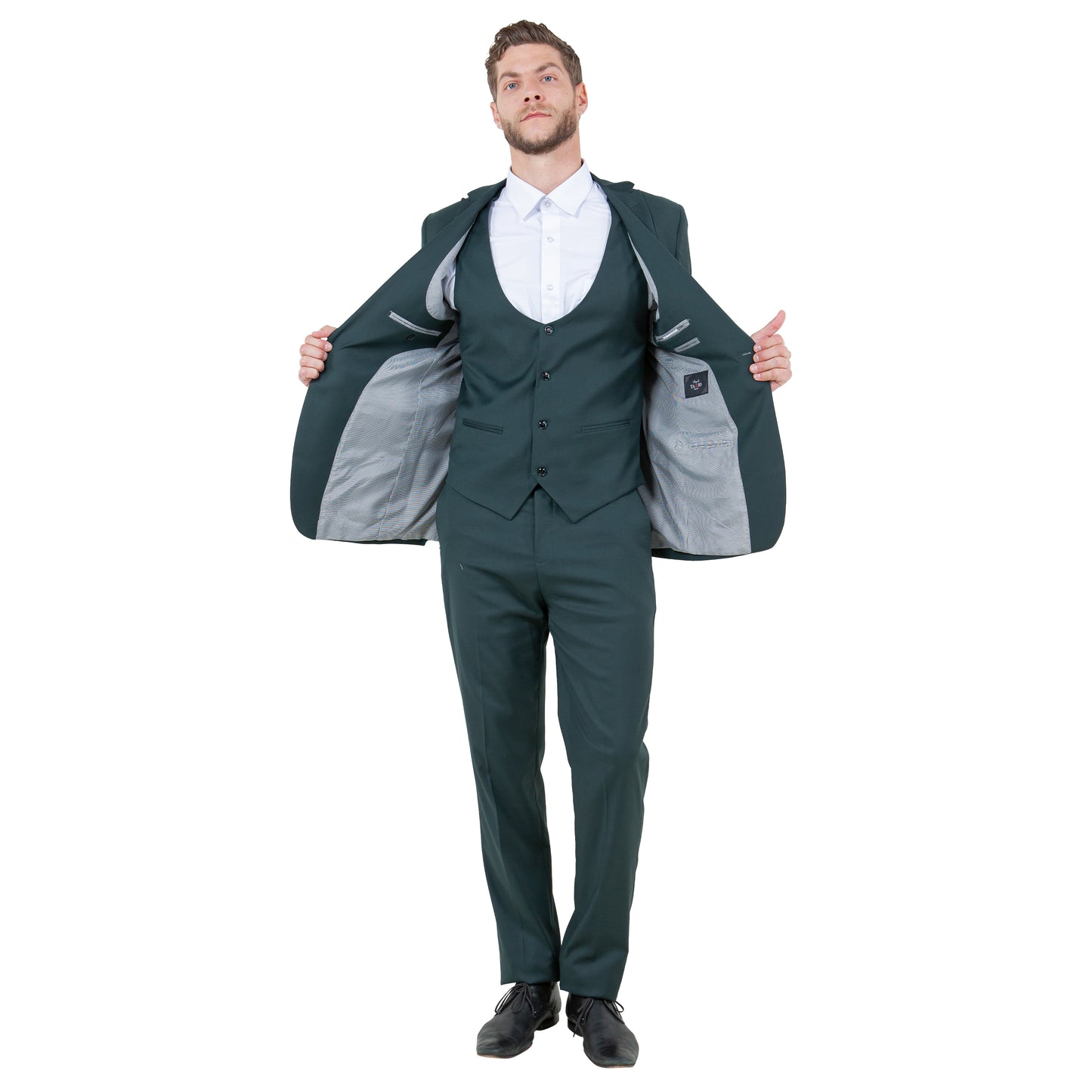 Tazzio Men's Ultra Slim-Fit 3pc Suit w/ Expandable Waistband, Green