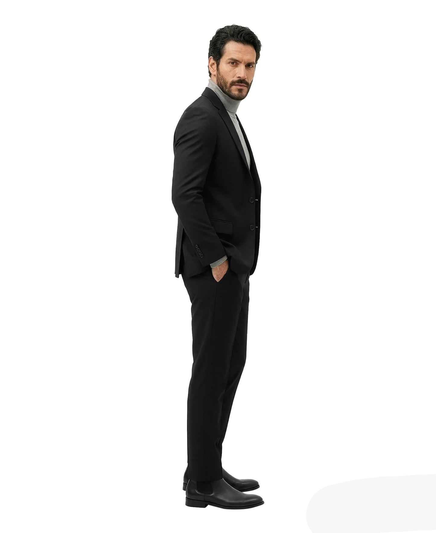 Men’s Double Breasted Peak Lapel 2 Piece Suit Set, Slim Fit Dress Suit