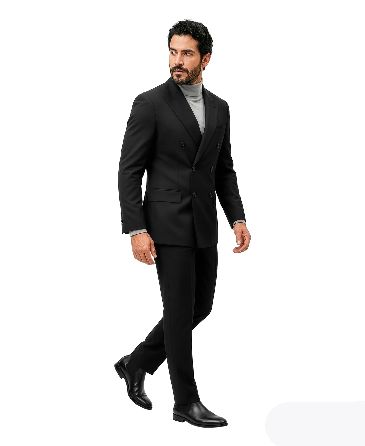 Men’s Double Breasted Peak Lapel 2 Piece Suit Set, Slim Fit Dress Suit