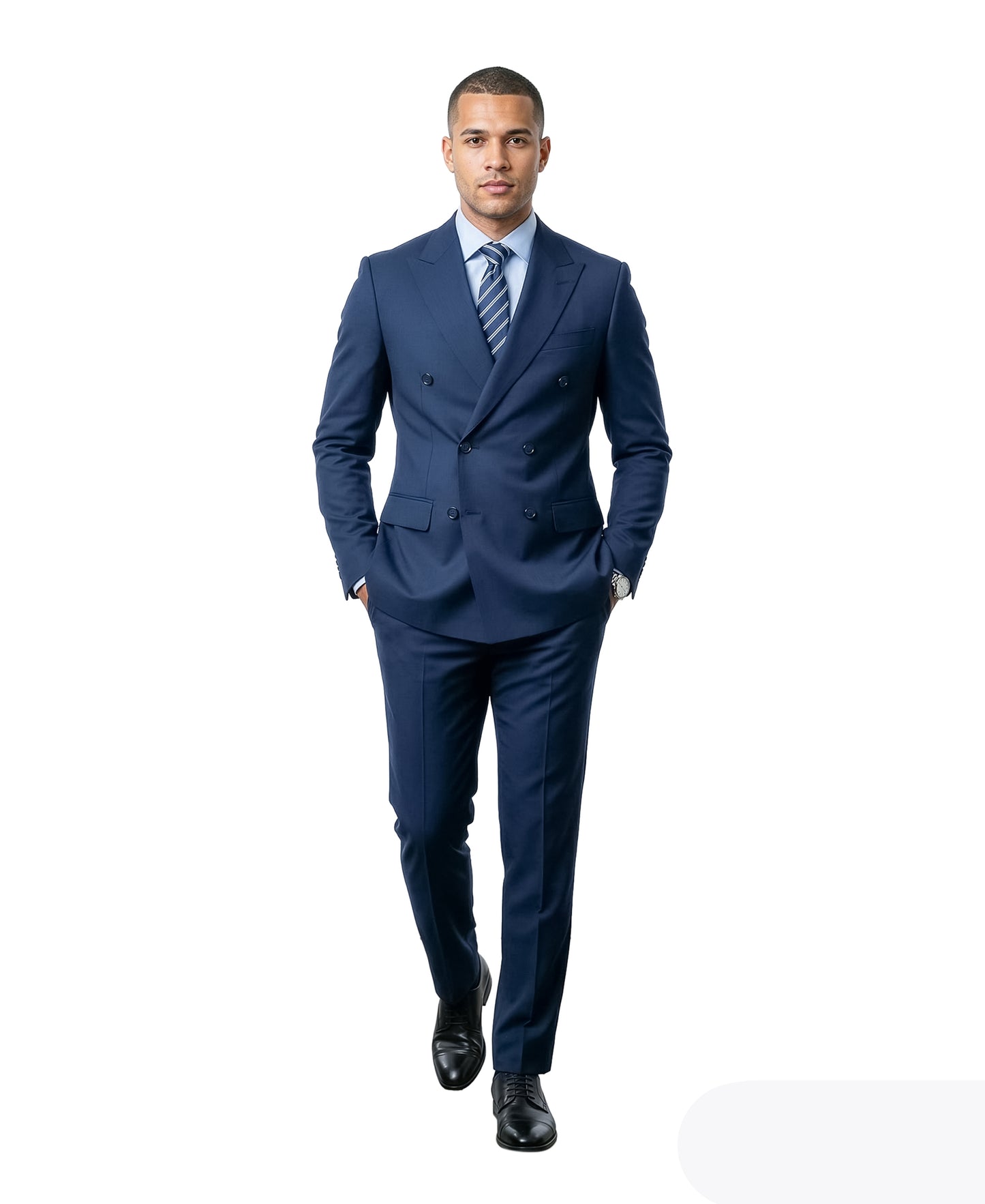 Men’s Double Breasted Peak Lapel 2 Piece Suit Set, Slim Fit Dress Suit