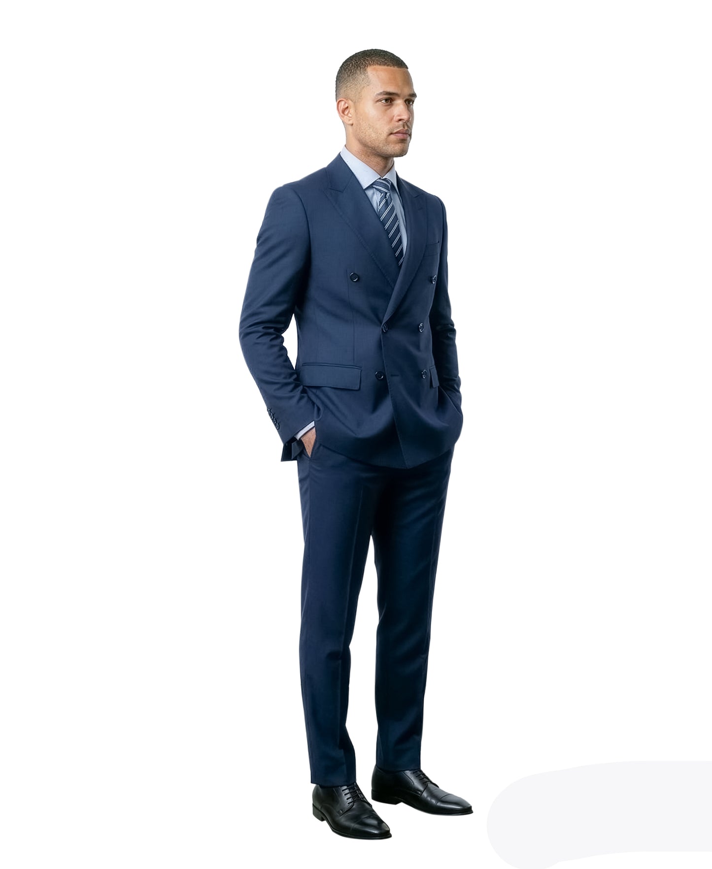 Men’s Double Breasted Peak Lapel 2 Piece Suit Set, Slim Fit Dress Suit
