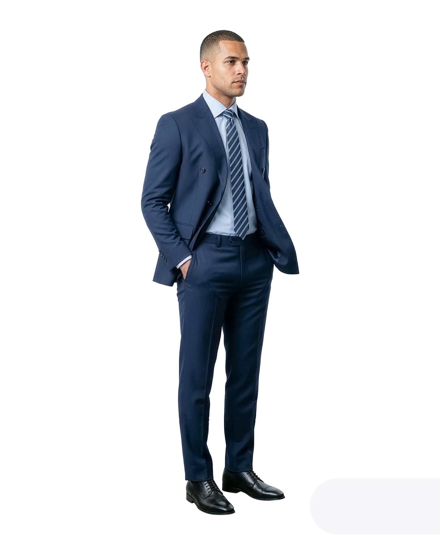 Men’s Double Breasted Peak Lapel 2 Piece Suit Set, Slim Fit Dress Suit