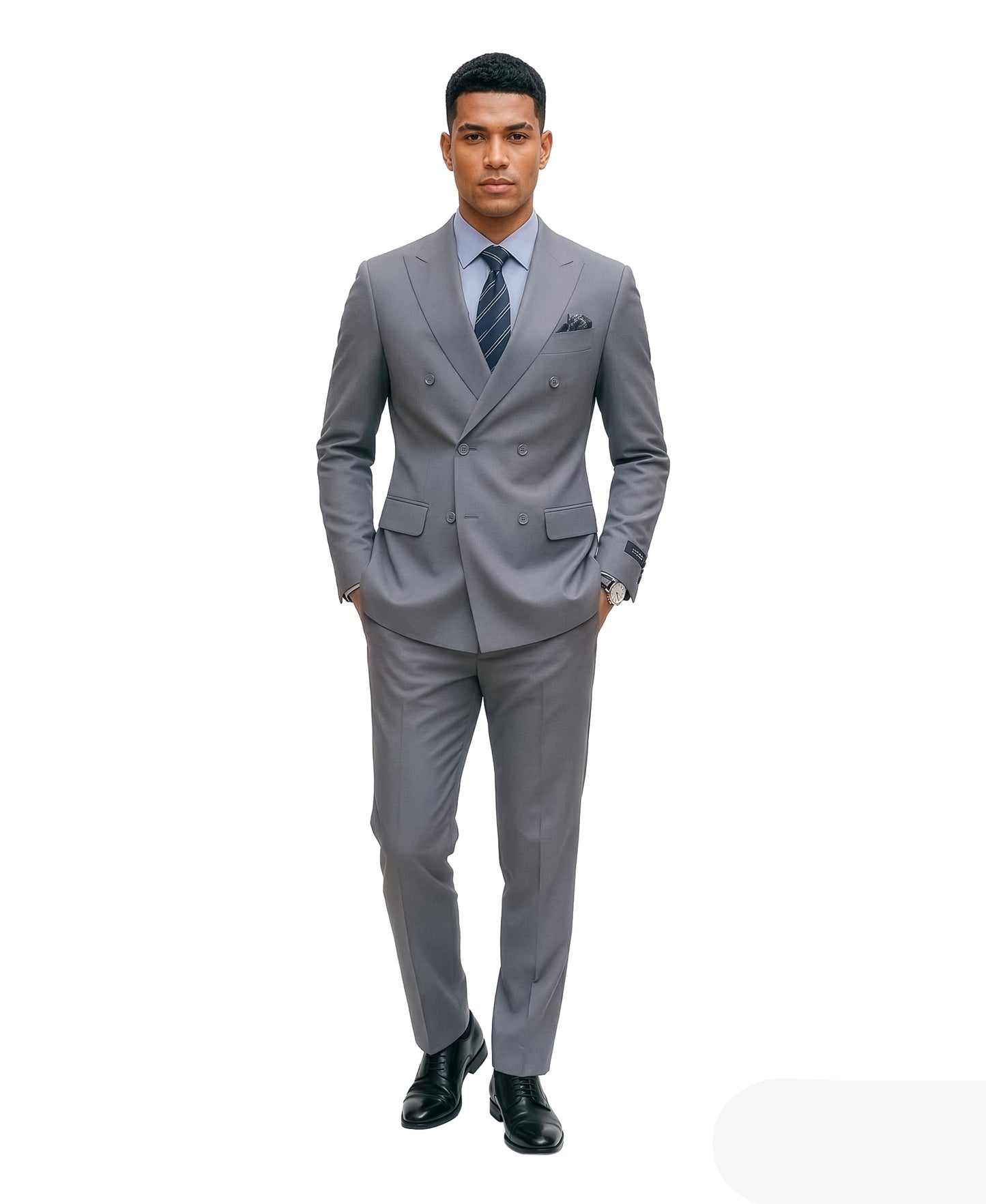 Men’s Double Breasted Peak Lapel 2 Piece Suit Set, Slim Fit Dress Suit
