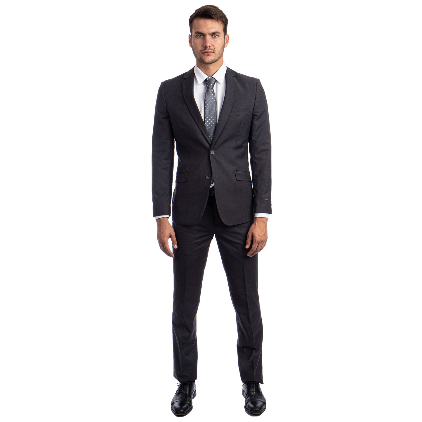 Tazzio 2-Piece Solid Suit Set w/ Notch Lapel, Grey
