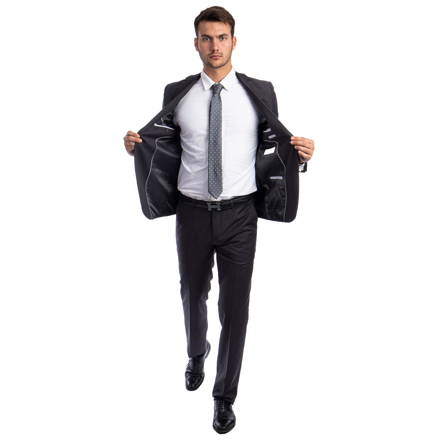 Tazzio 2-Piece Solid Suit Set w/ Notch Lapel, Grey