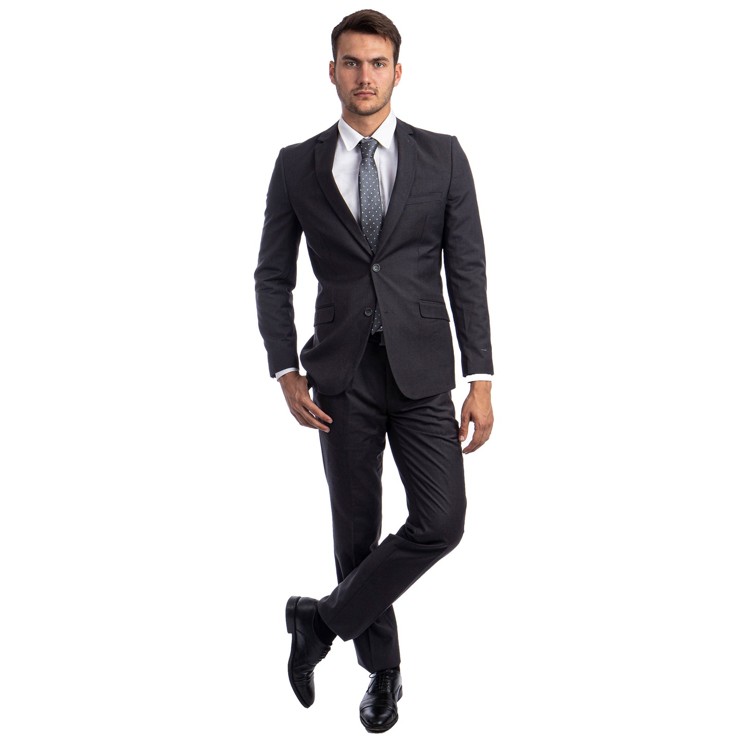 Tazzio 2-Piece Solid Suit Set w/ Notch Lapel, Grey