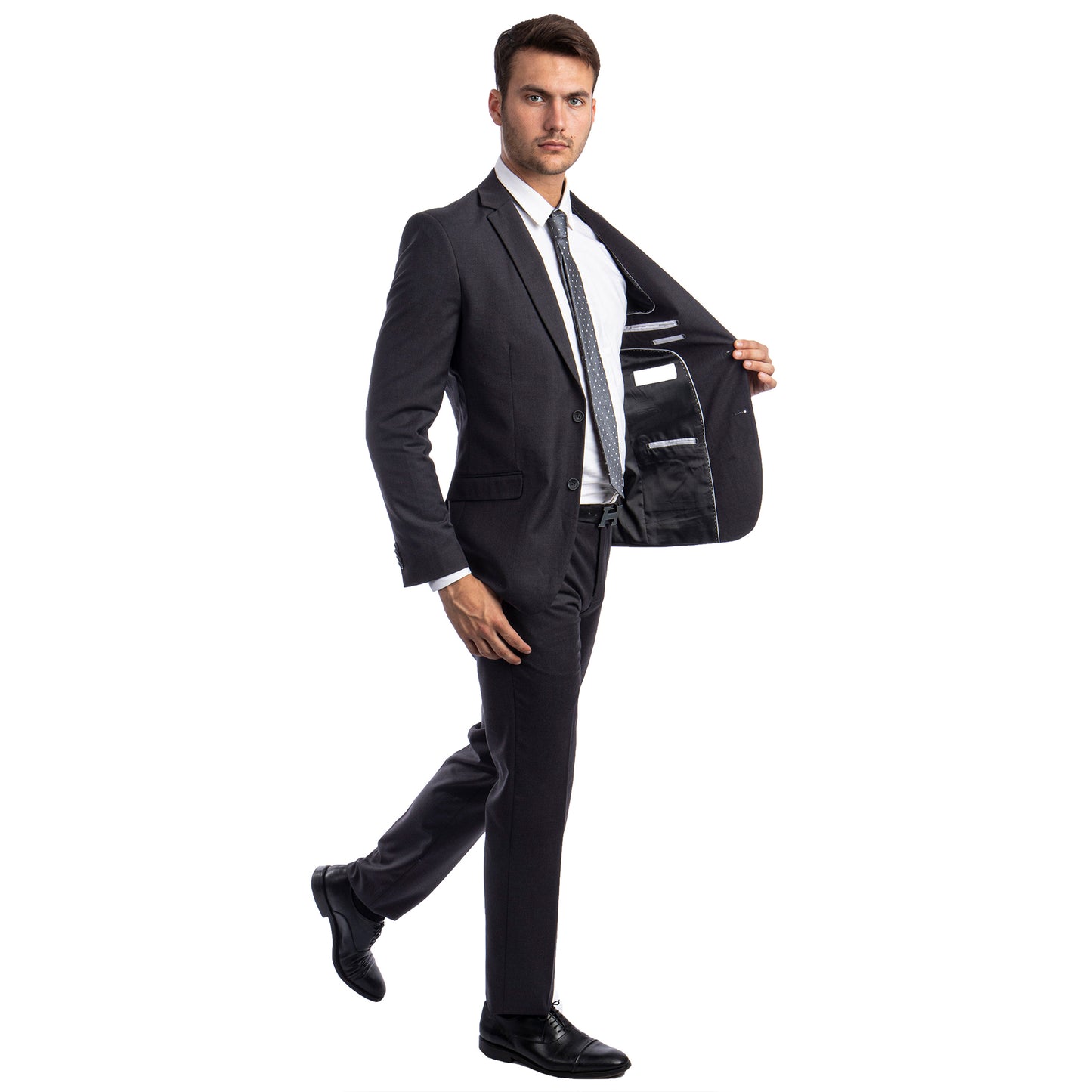Tazzio 2-Piece Solid Suit Set w/ Notch Lapel, Grey