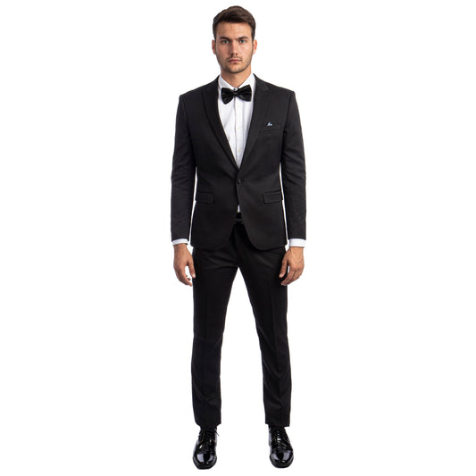 Men's Skinny-Fit 2pc Suit w/ Peak Lapel, Black