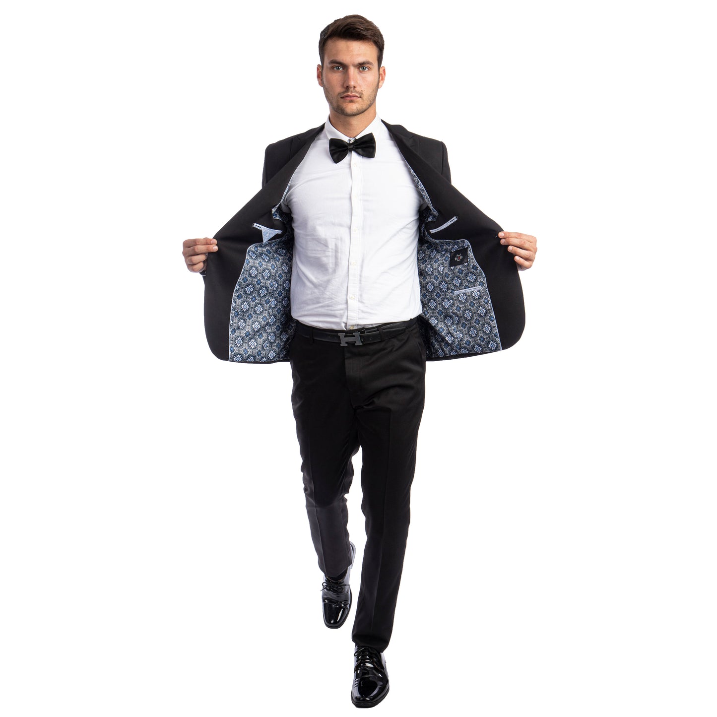 Men's Skinny-Fit 2pc Suit w/ Peak Lapel, Black