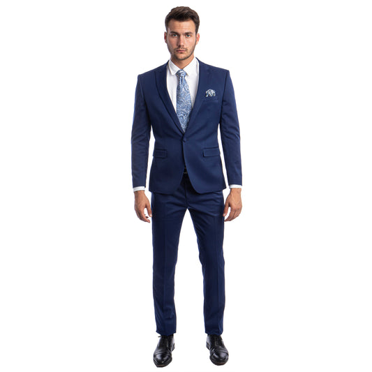 Men's Skinny-Fit 2pc Suit w/ Peak Lapel, Dark Blue