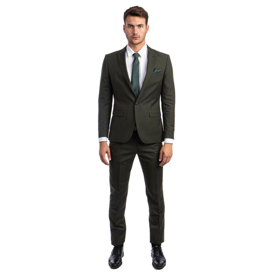 Men's Skinny-Fit 2pc Suit w/ Peak Lapel, Green