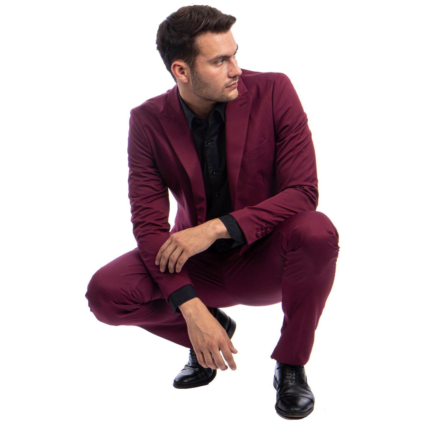 Men's Skinny-Fit 2pc Suit w/ Peak Lapel, Burgundy