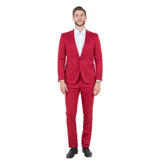 Men's Skinny-Fit 2pc Suit w/ Peak Lapel, Red