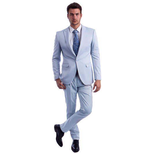 Men's Skinny-Fit 2pc Suit w/ Peak Lapel, Light Blue
