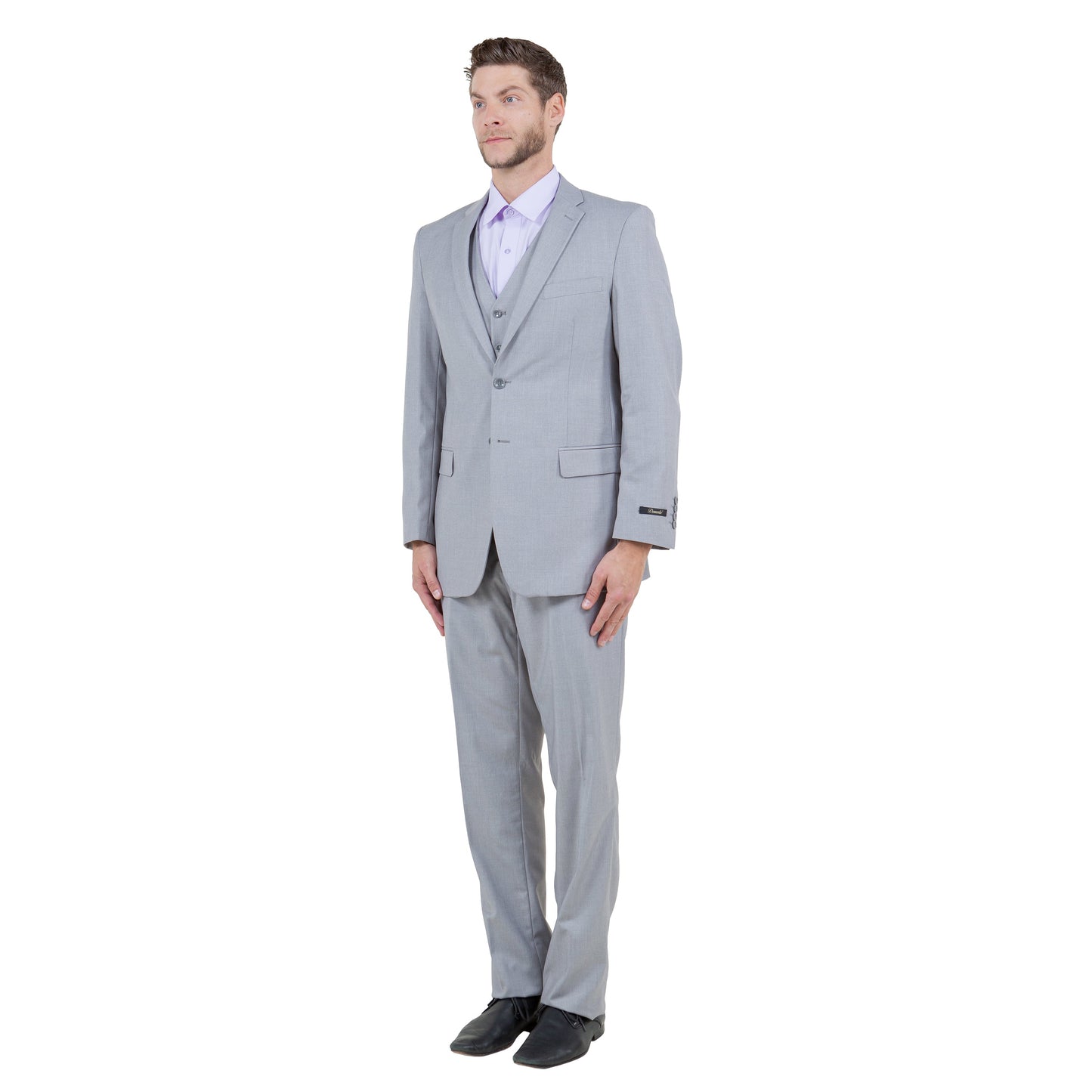 Men's Modern-Fit 3-Piece Suit Set w/ Jacket, Vest and Pants, Light Grey