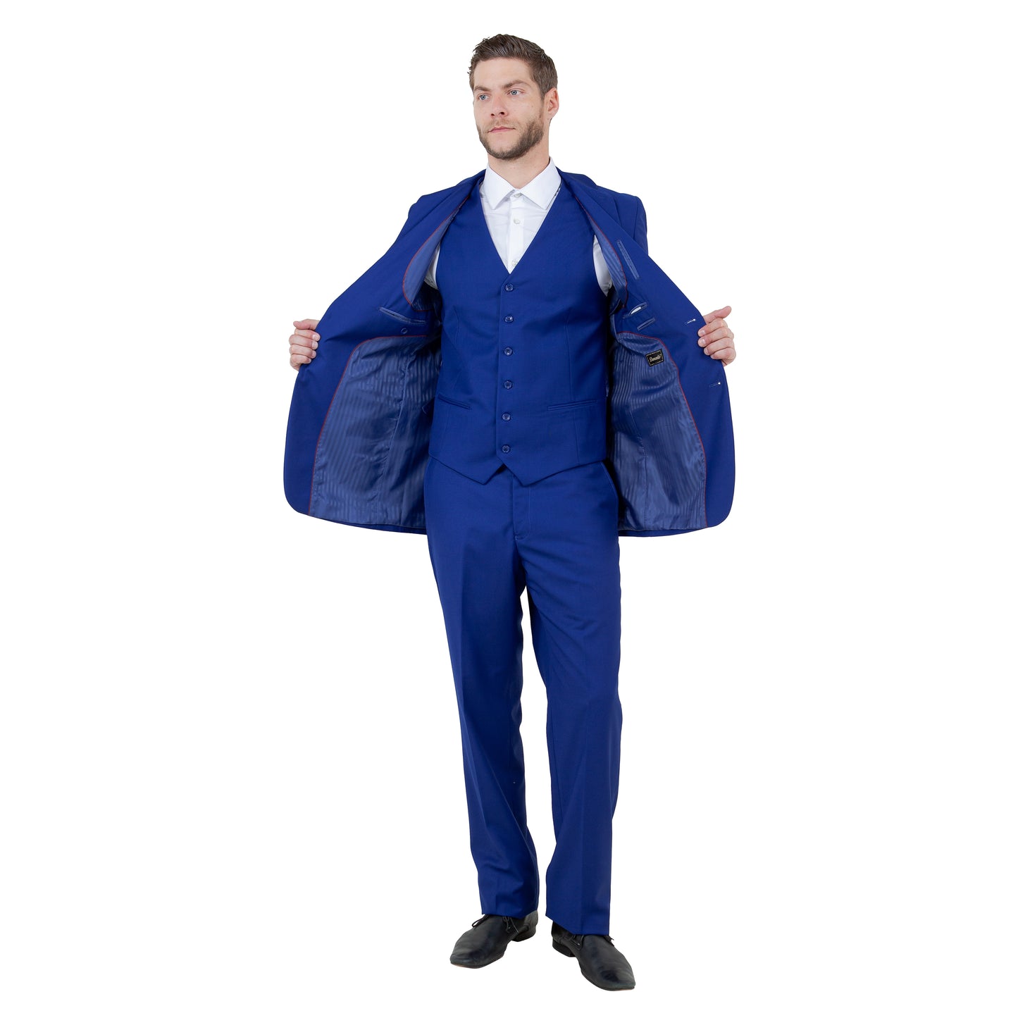 Men's Modern-Fit 3-Piece Suit Set w/ Jacket, Vest and Pants, Royal Blue
