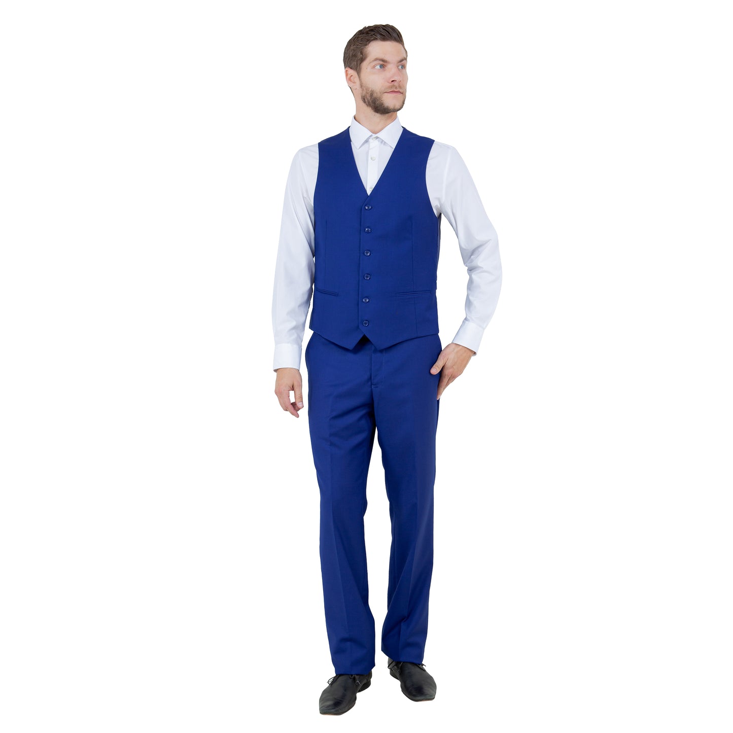 Men's Modern-Fit 3-Piece Suit Set w/ Jacket, Vest and Pants, Royal Blue