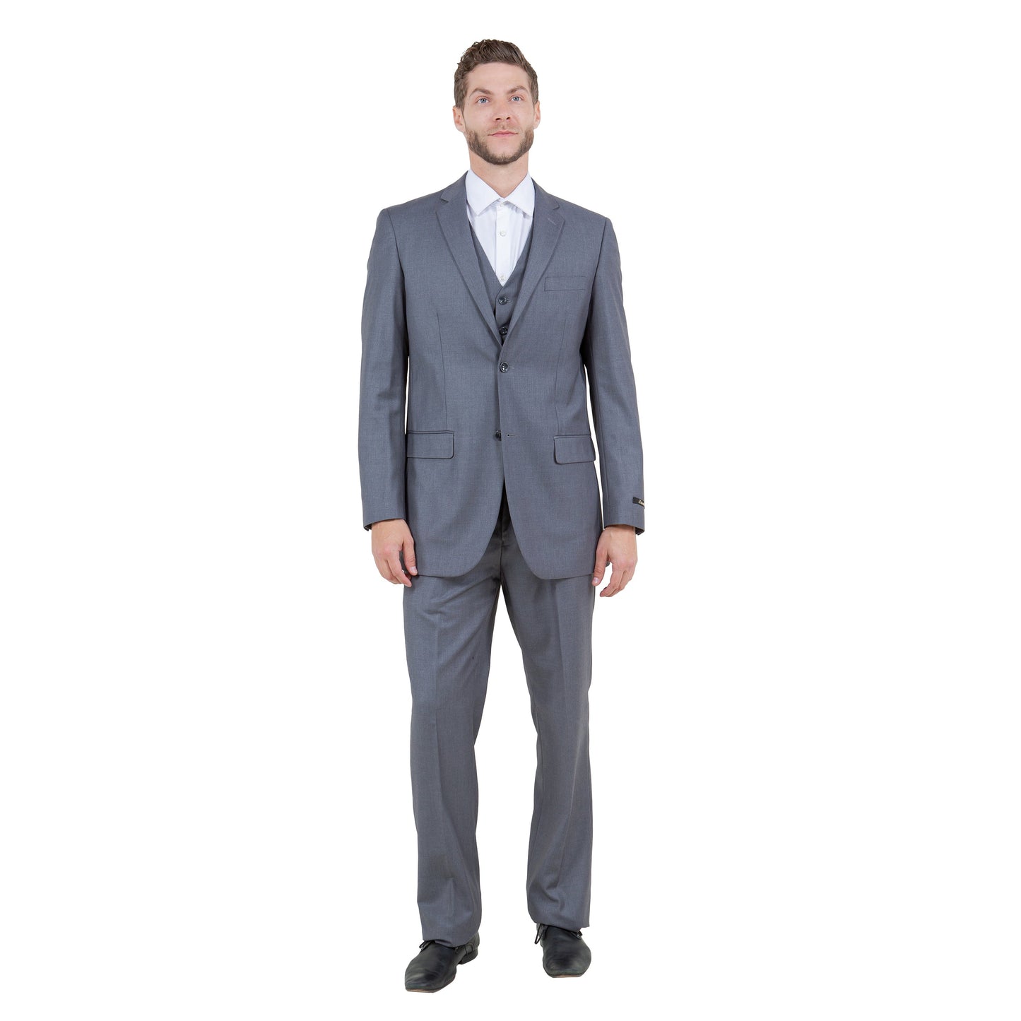 Men's Modern-Fit 3-Piece Suit Set w/ Jacket, Vest and Pants, Grey