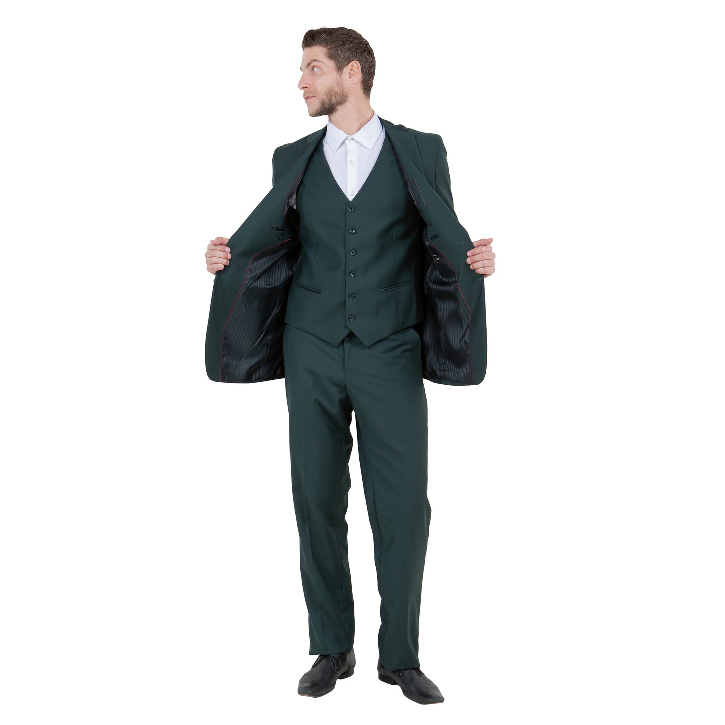 Men's Modern-Fit 3-Piece Suit Set w/ Jacket, Vest and Pants, Green