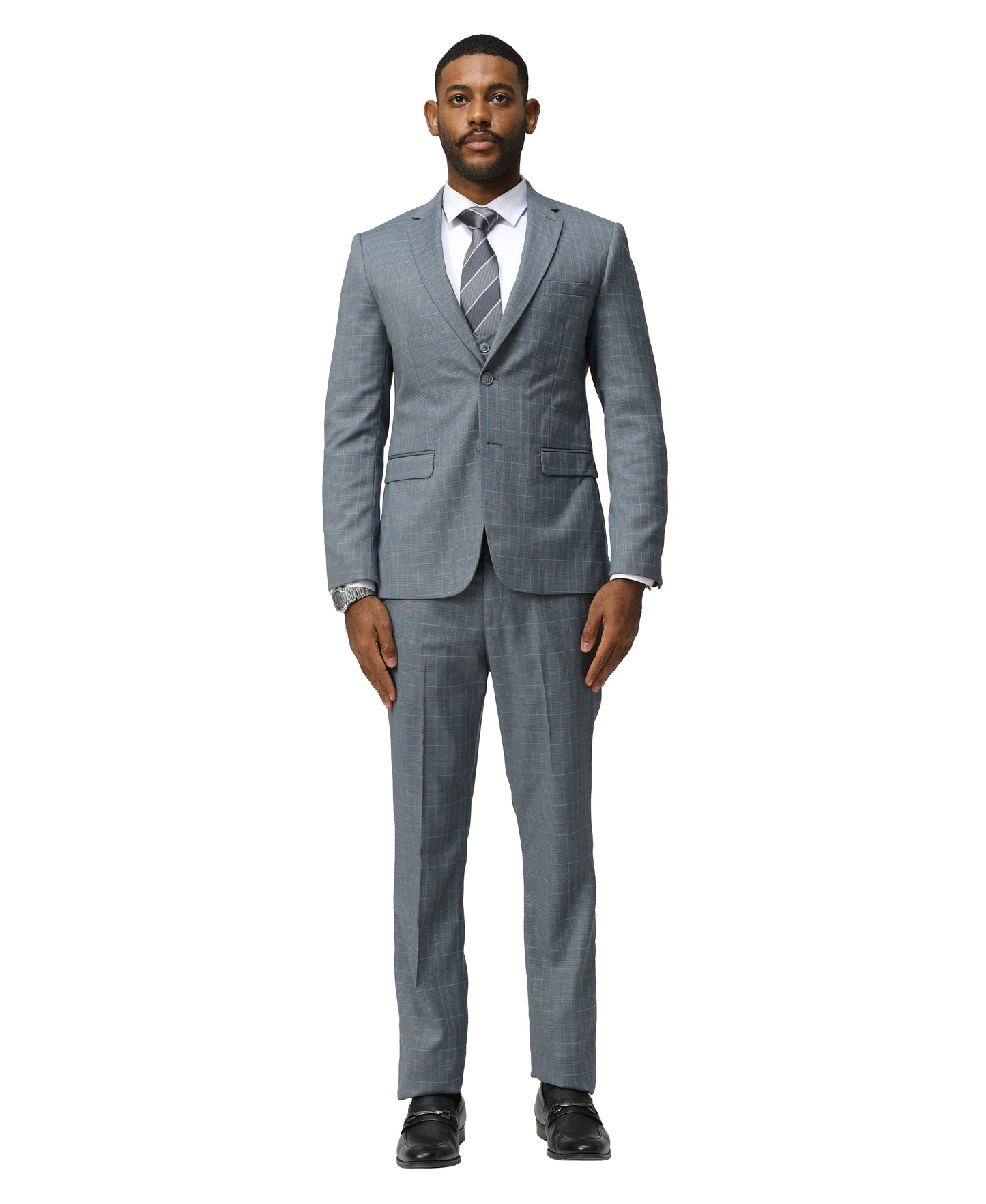 Sean Alexander Men's 3pc Plaid Hybrid-Fit Suit Set
