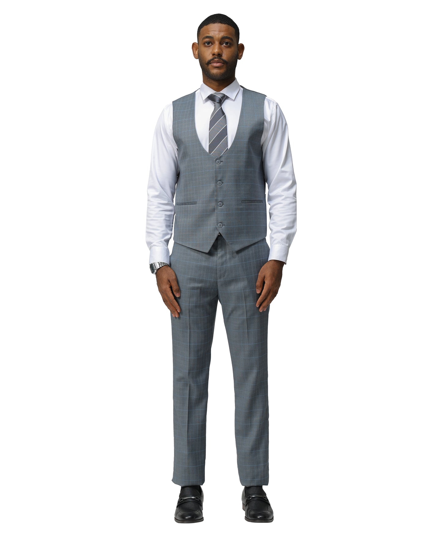 Sean Alexander Men's 3pc Plaid Hybrid-Fit Suit Set