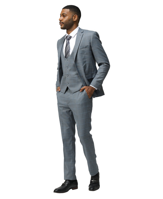 Sean Alexander Men's 3pc Plaid Hybrid-Fit Suit Set