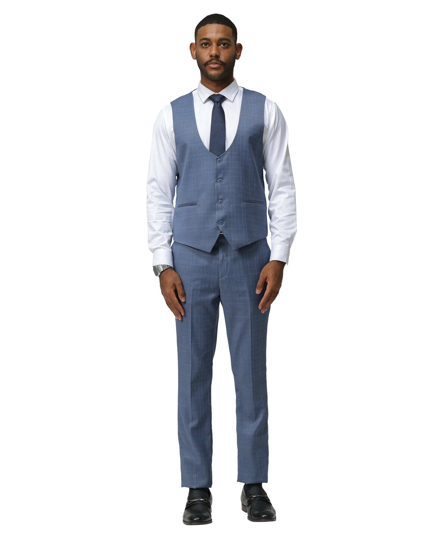 Sean Alexander Men's 3pc Plaid Hybrid-Fit Suit Set