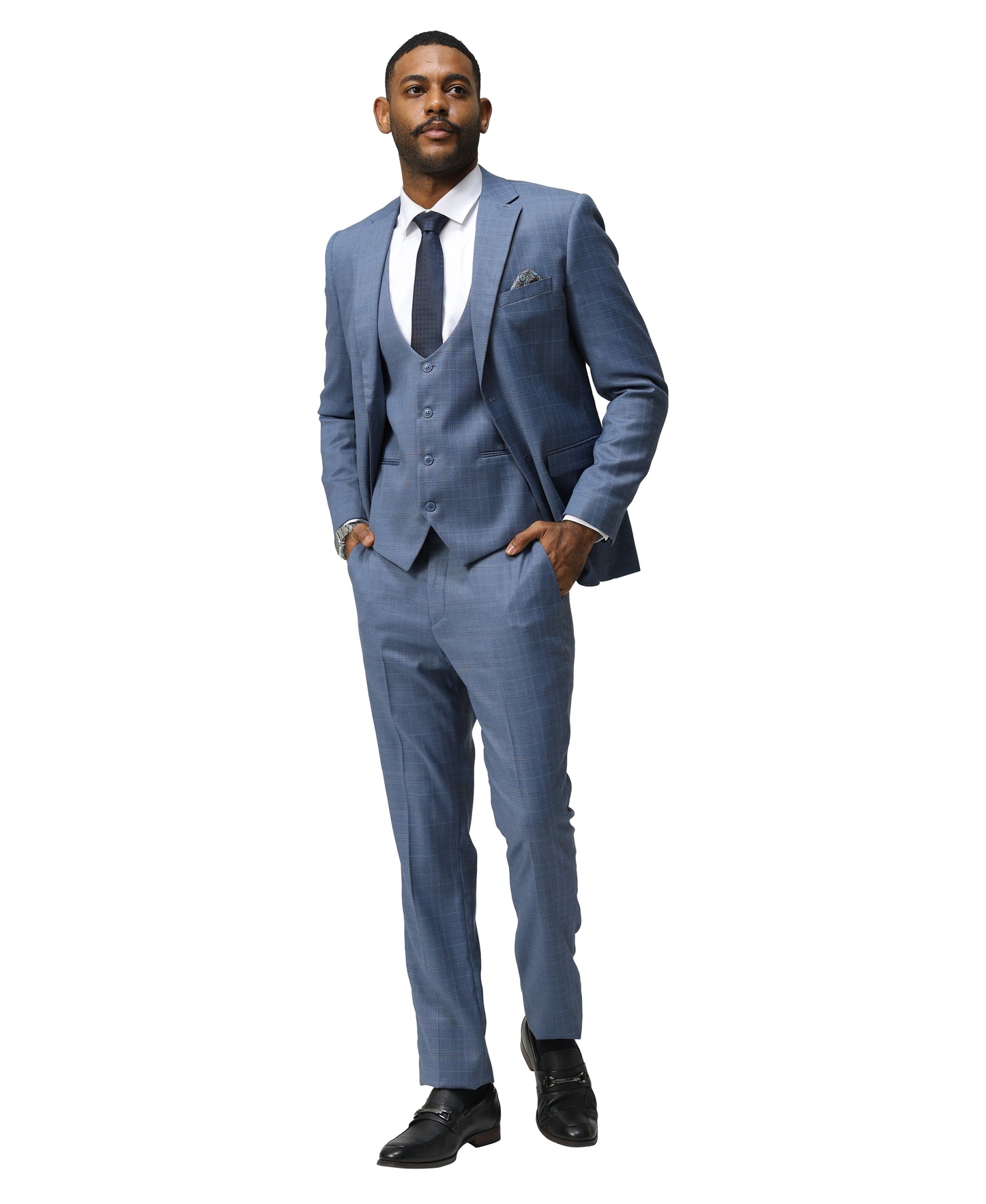 Sean Alexander Men's 3pc Plaid Hybrid-Fit Suit Set