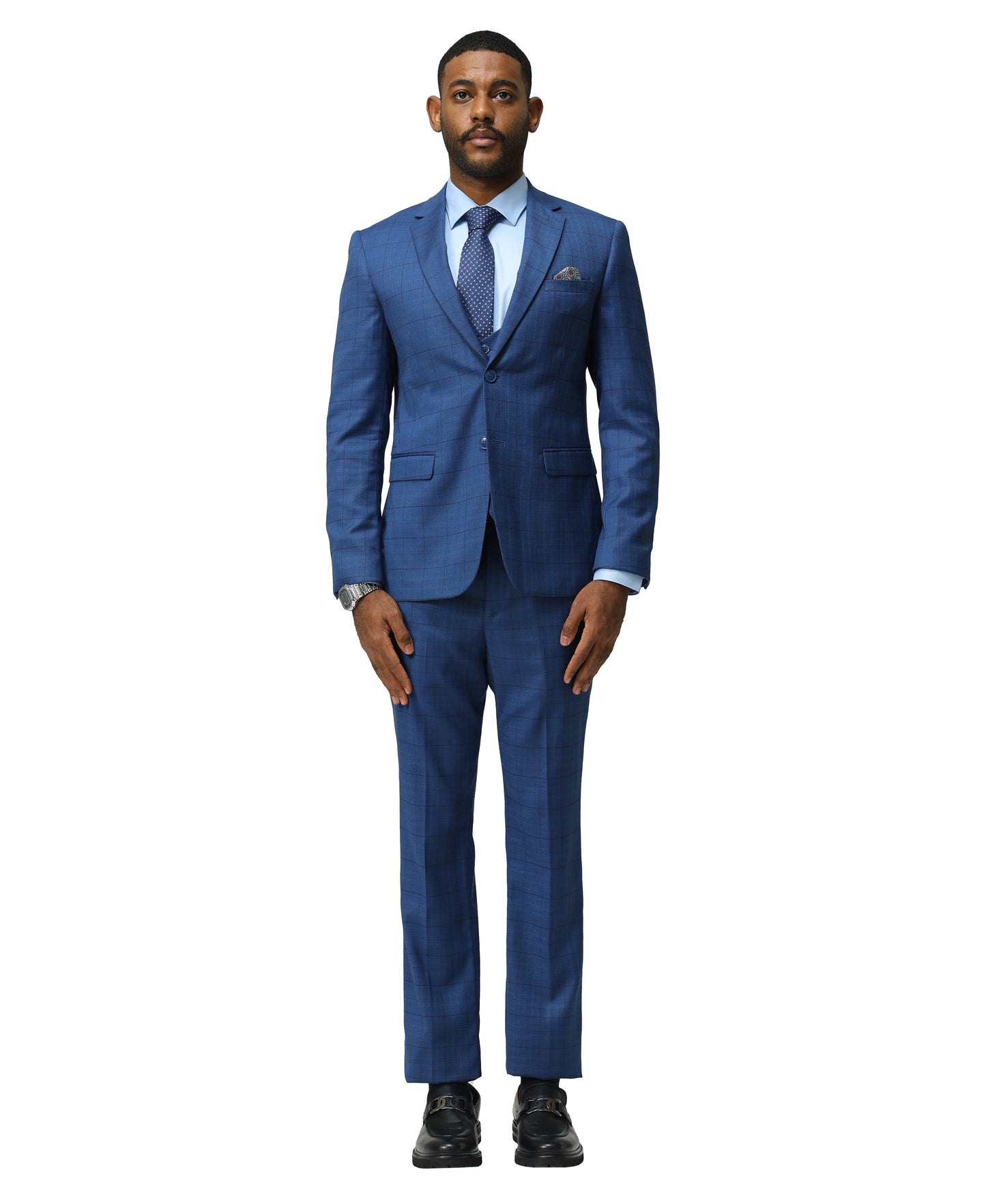 Sean Alexander Men's 3pc Plaid Hybrid-Fit Suit Set