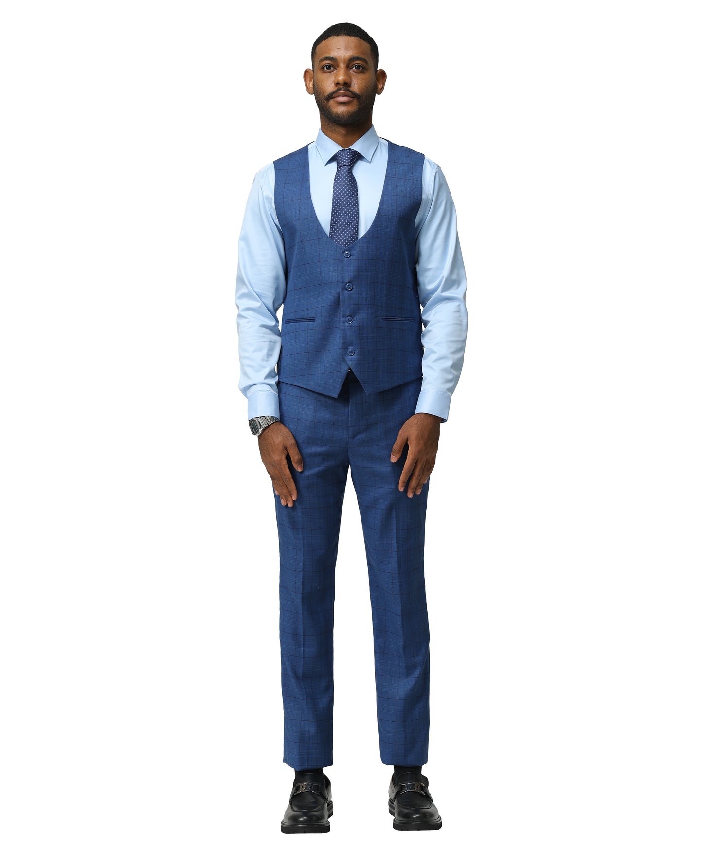 Sean Alexander Men's 3pc Plaid Hybrid-Fit Suit Set