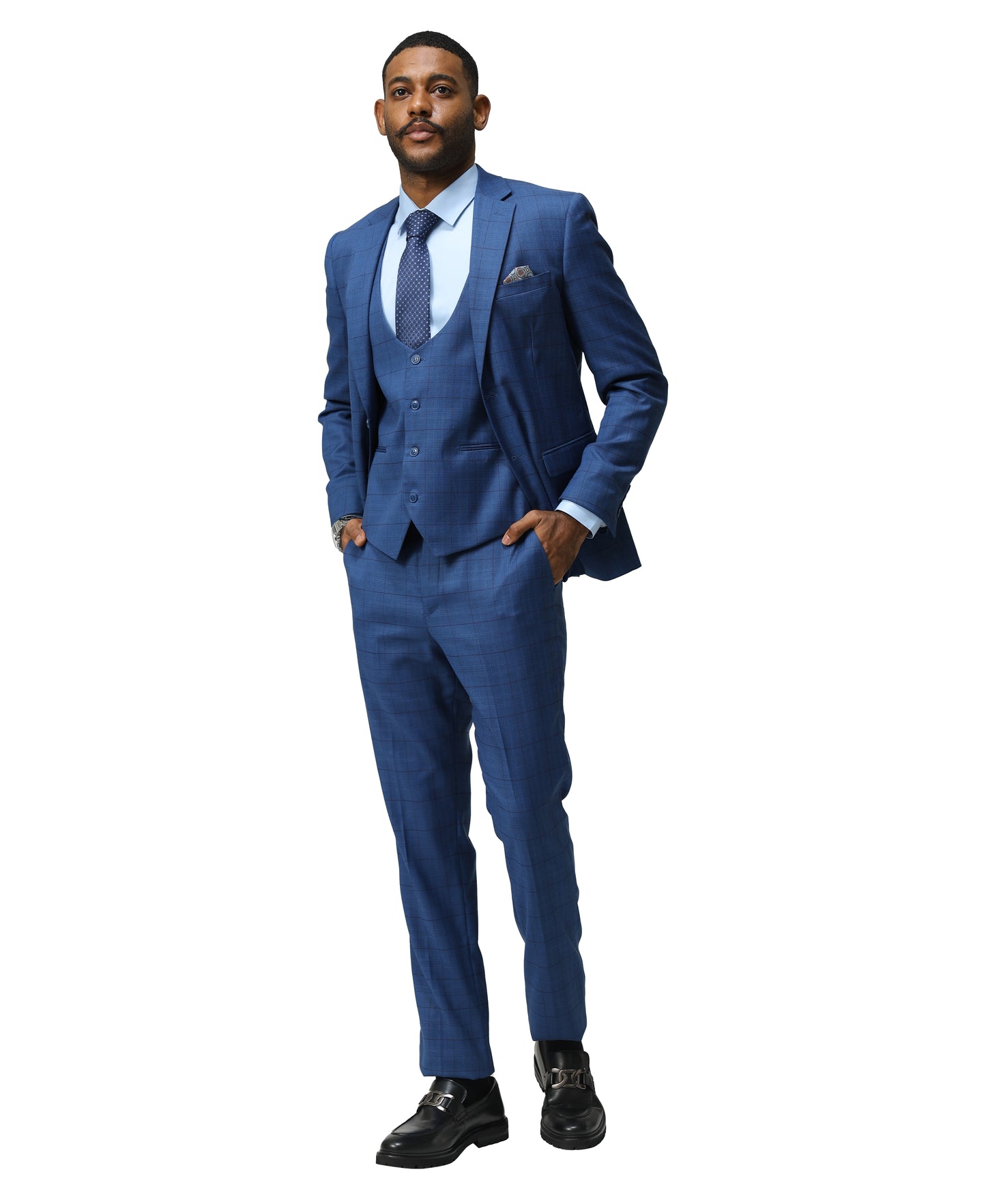 Sean Alexander Men's 3pc Plaid Hybrid-Fit Suit Set