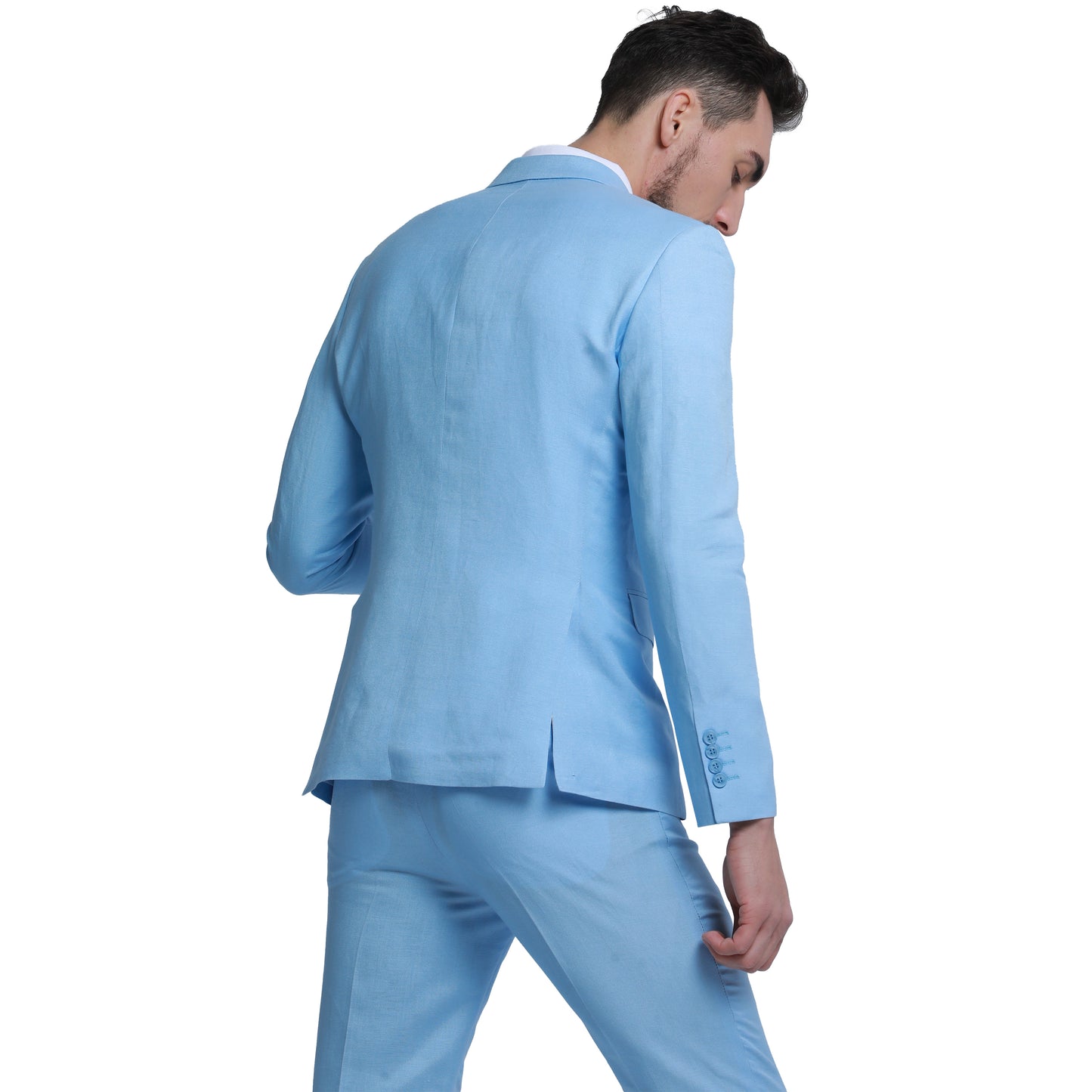 Tazzio Men's Skinny Fit 2pc Linen Suit, Light Blue