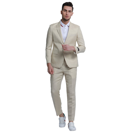 Tazzio Men's Skinny Fit 2pc Linen Suit, Tan